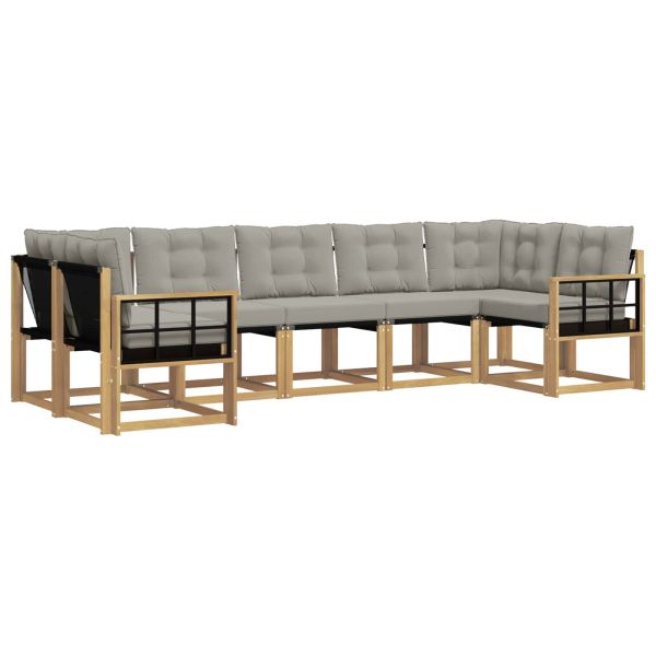 Комплект дивани за открито 7 pcs Бяло и светлосиво