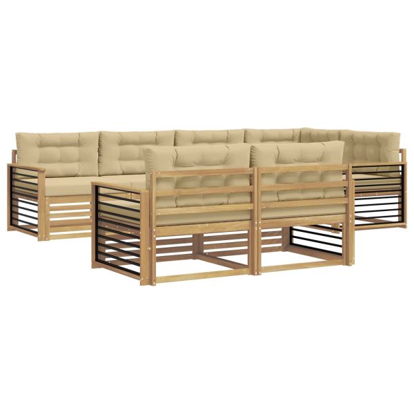 Комплект дивани за открито 7 pcs Бяло и Бежово Полиестер
