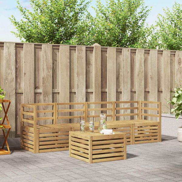 Комплект дивани за открито 5 pcs Бяло Солидно акациево дърво