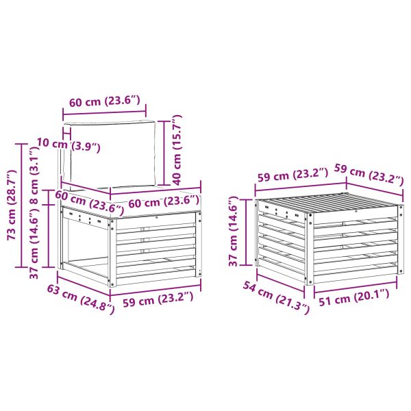 Комплект дивани за открито 5 pcs Бяло и кремаво Полиестер