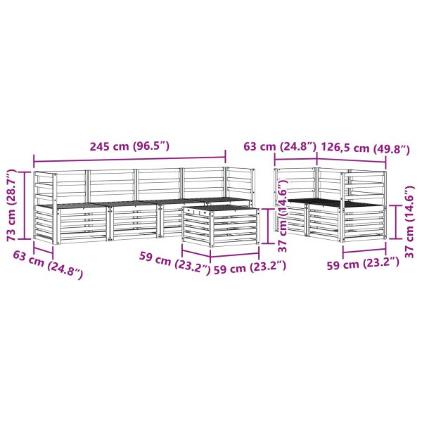Комплект дивани за открито 7 pcs Бяло Солидно акациево дърво