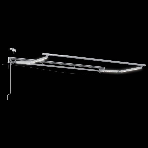 Електрически разтегателен навес Жълто, сиво и бяло 3,5 x 2 m