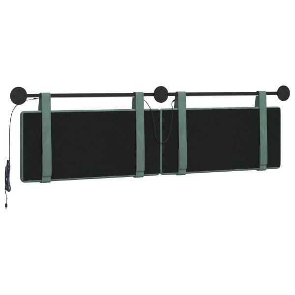 Табла за легло висяща С LED осветление Морско зелено Кадифе