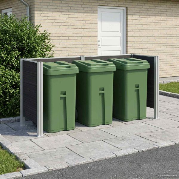 Оградка за кошче Сиво 237 x 85 x 115 см Алуминий и WPC