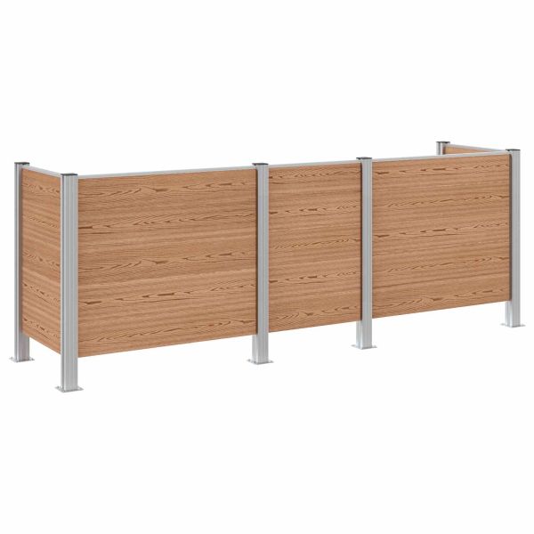 Оградка за кошче Кафяво 315 x 85 x 115 см Алуминий и WPC