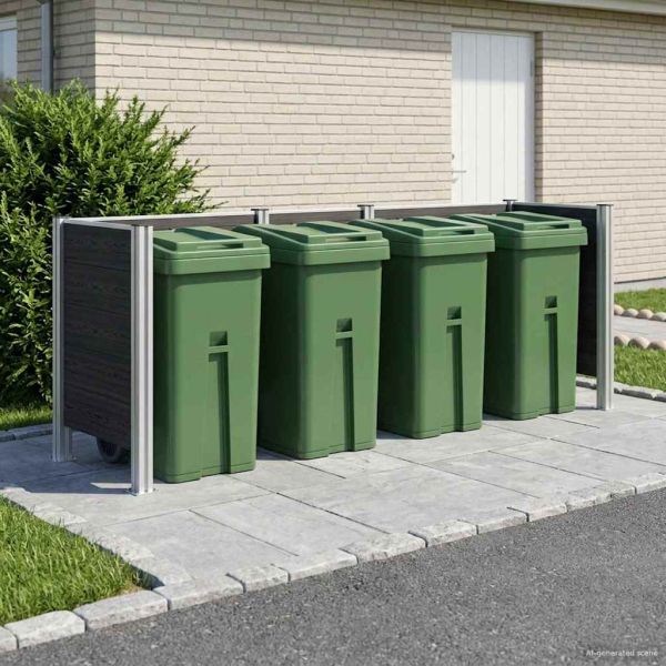 Оградка за кошче Сиво 315 x 85 x 115 см Алуминий и WPC