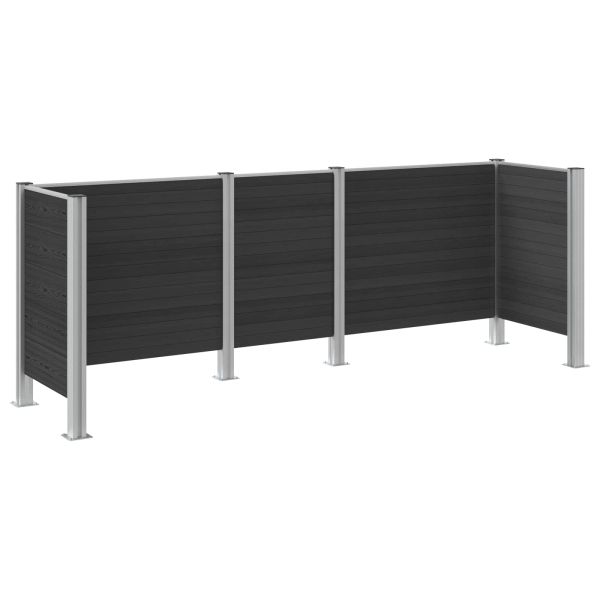 Оградка за кошче Сиво 315 x 85 x 115 см Алуминий и WPC