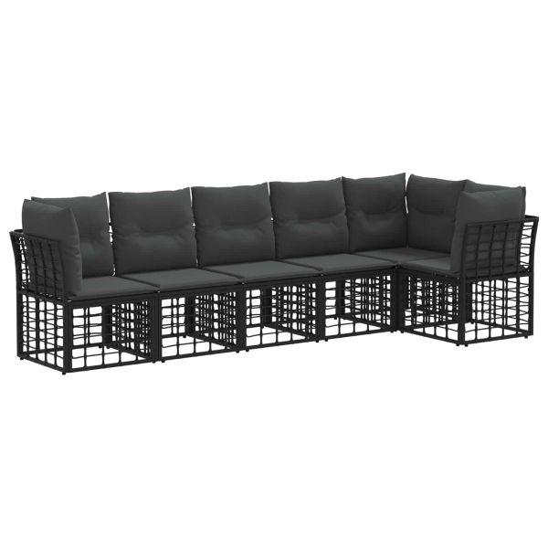 Градински Софа Комплект 6 pcs Черен полиратан