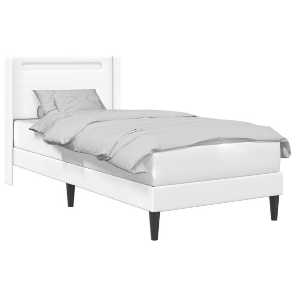 Рамка за легло с LED ленти Бяло 100 x 200 cm Изкуствена