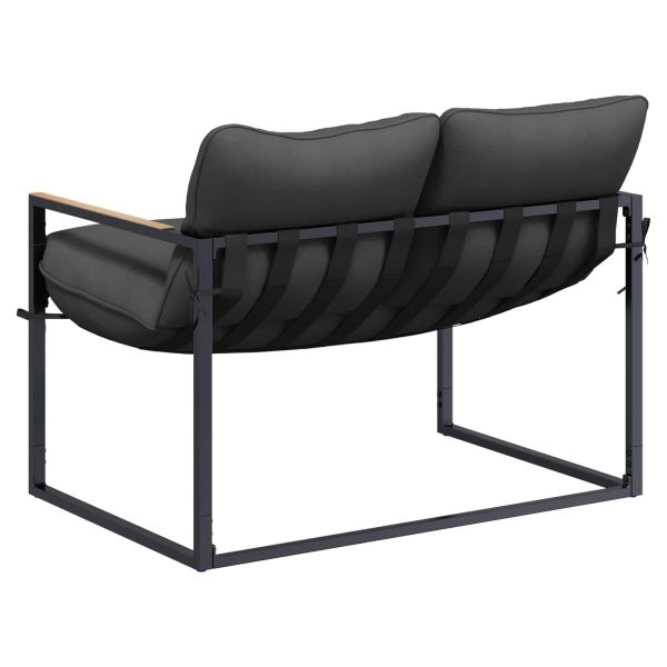 Градински Софа Комплект Черно и антрацит Стомана