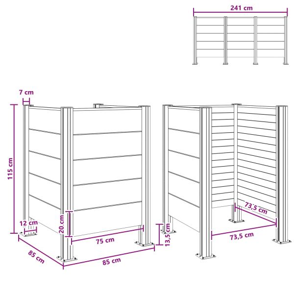 Оградка за кошче Сиво 85 x 85 x 115 см Алуминий и WPC