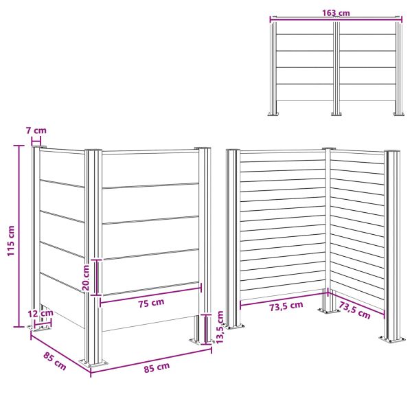 Оградка за кошче Сиво 85 x 85 x 115 см Алуминий и WPC