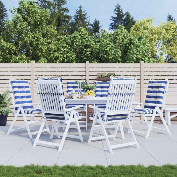 Възглавница за открито 6 pcs Синьо и бяло 120 x 50 x 7 см