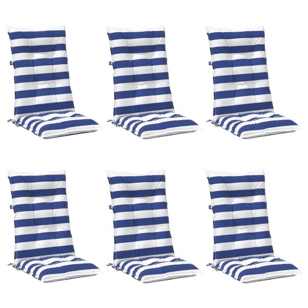 Възглавница за открито 6 pcs Синьо и бяло 120 x 50 x 7 см