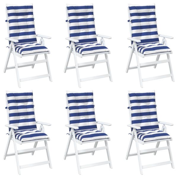 Възглавница за открито 6 pcs Синьо и бяло 120 x 50 x 7 см