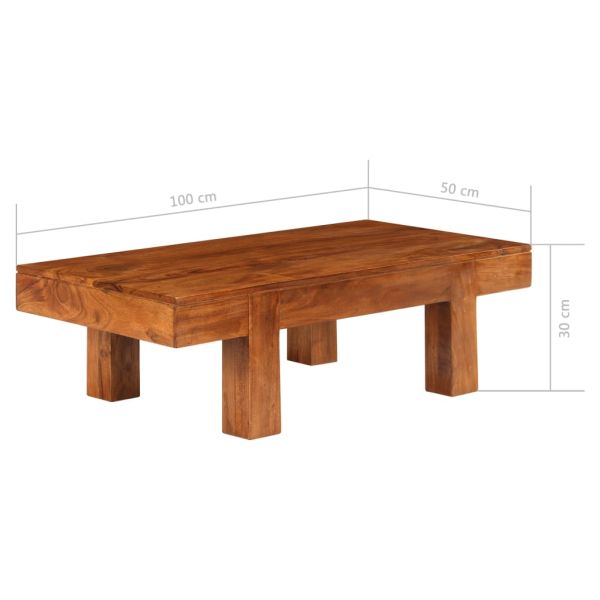 Маса за кафе масивно акациево дърво с меден финиш 100x50x30 см