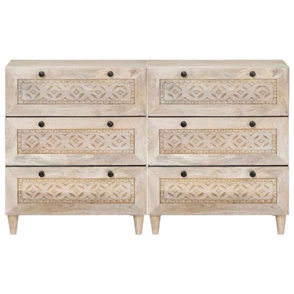 Служебен шкаф 2 pcs Бяло 120 x 33,5 x 75 см мангово дърво масив