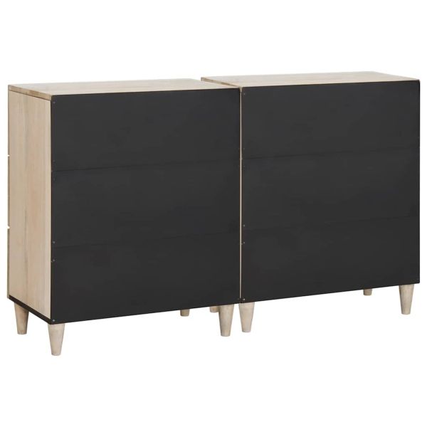 Служебен шкаф 2 pcs Бяло 120 x 33,5 x 75 см мангово дърво масив