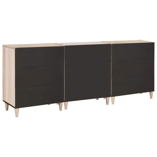 Служебен шкаф 3 pcs Бяло 180 x 33,5 x 75 см мангово дърво масив