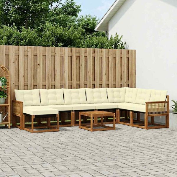 Комплект дивани за открито 9 pcs Натурален и Крема