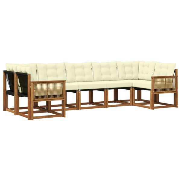 Комплект дивани за открито 7 pcs Натурален и Крема