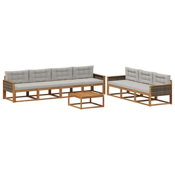 Комплект дивани за открито 8 pcs Естествено и светлосиво