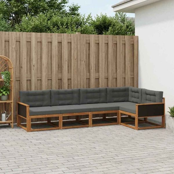Комплект дивани за открито 5 pcs Натурален и Антрацит