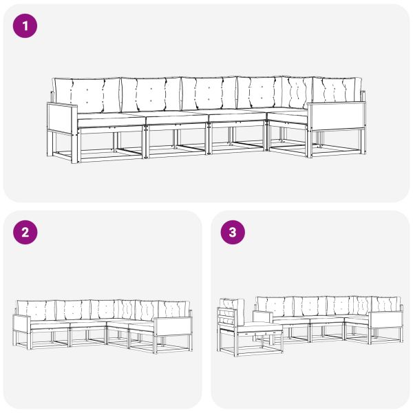 Комплект дивани за открито 5 pcs Натурален и Антрацит