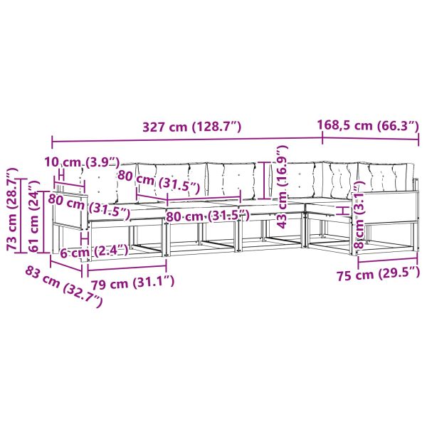 Комплект дивани за открито 5 pcs Натурален и Бежов
