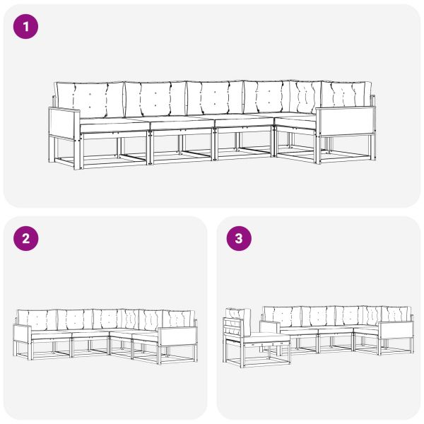 Комплект дивани за открито 5 pcs Естествено и светлосиво