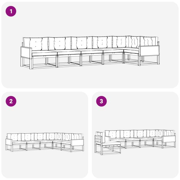 Комплект дивани за открито 6 pcs Натурален и Антрацит