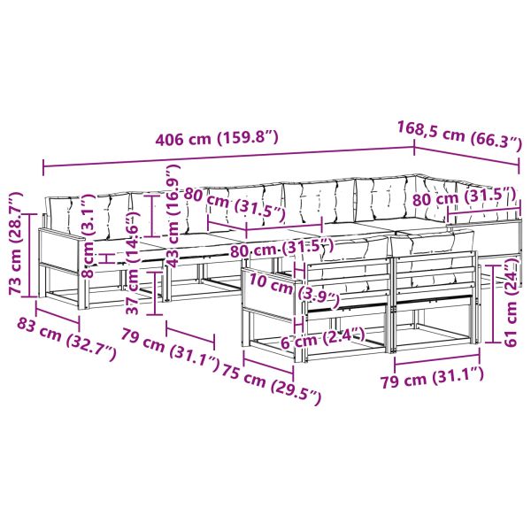 Комплект дивани за открито 8 pcs Натурален и Антрацит