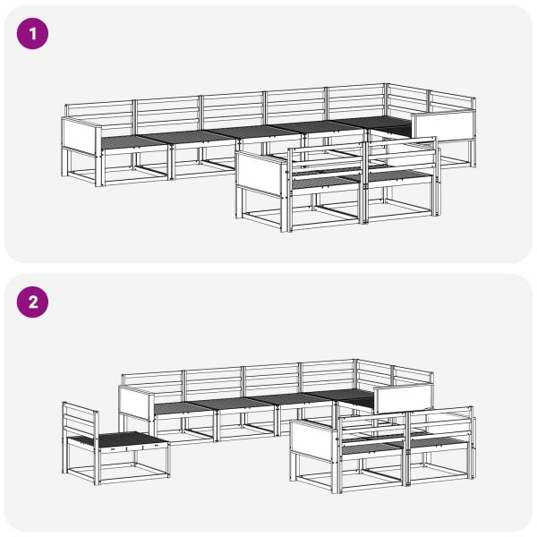 Комплект дивани за открито 8 pcs Натурално