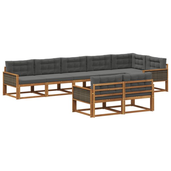 Комплект дивани за открито 8 pcs Натурален и Антрацит
