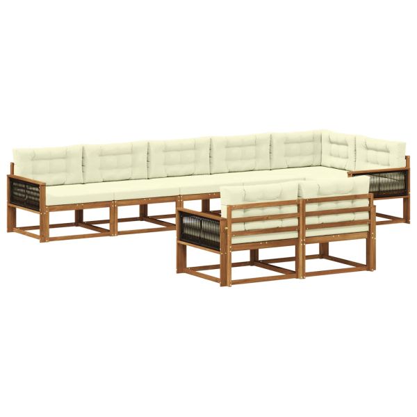Комплект дивани за открито 8 pcs Натурален и Крема