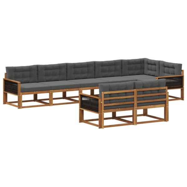Комплект дивани за открито 8 pcs Натурален и Антрацит