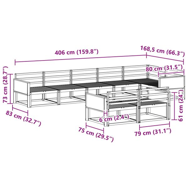 Комплект дивани за открито 8 pcs Натурално