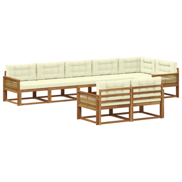 Комплект дивани за открито 8 pcs Натурален и Крема