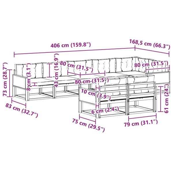 Комплект дивани за открито 8 pcs Натурален и Крема