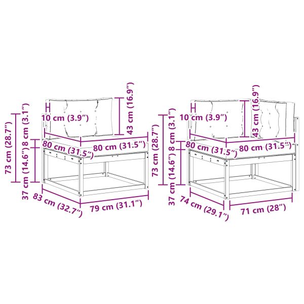 Комплект дивани за открито с възглавница 9 pcs Бяло и кремаво
