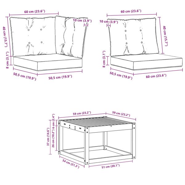 Комплект дивани за открито с възглавница 11 pcs Бяло и Бежово