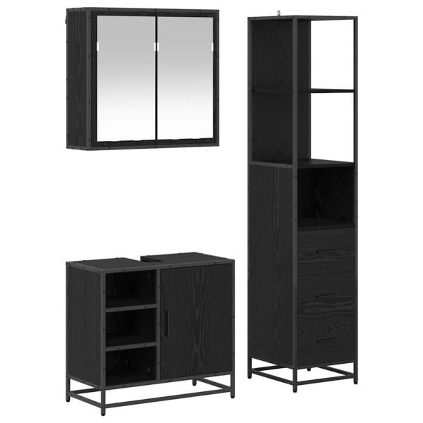 Комплект мебели за баня с рафт 3 pcs Черния дъб Инженерно дърво