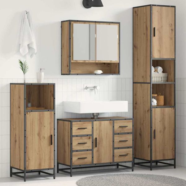 Комплект мебели за баня с чекмедже 4 pcs Дъб Инженерно дърво