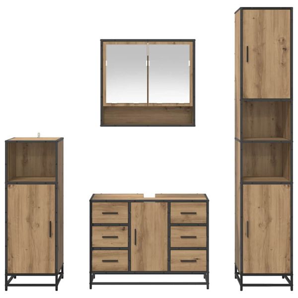 Комплект мебели за баня с чекмедже 4 pcs Дъб Инженерно дърво