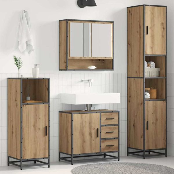 Комплект мебели за баня с чекмедже 4 pcs Дъб Инженерно дърво
