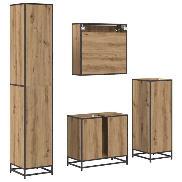 Комплект мебели за баня с чекмедже 4 pcs Дъб Инженерно дърво