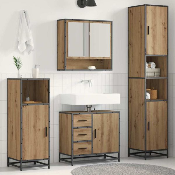 Комплект мебели за баня с чекмедже 3 pcs Дъб Инженерно дърво