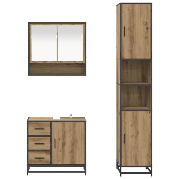 Комплект мебели за баня с чекмедже 3 pcs Дъб Инженерно дърво