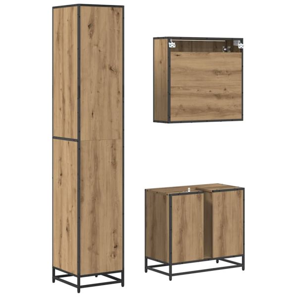 Комплект мебели за баня с чекмедже 3 pcs Дъб Инженерно дърво
