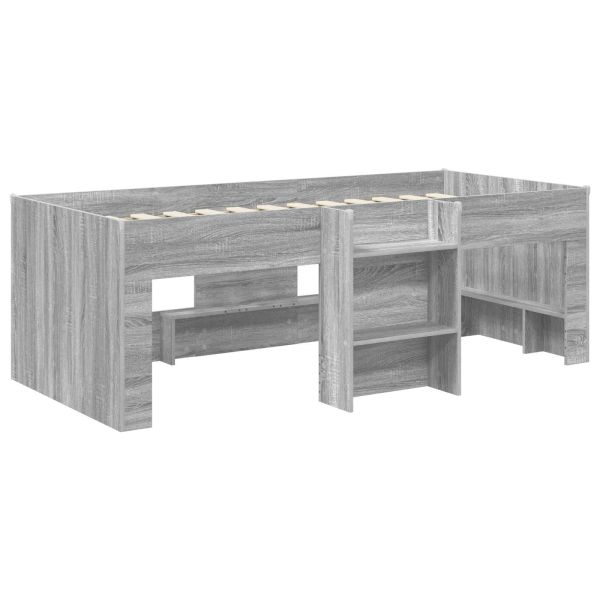 Легло за деца с висока рамка 2 pcs Сив Сонома 90 x 200 cm